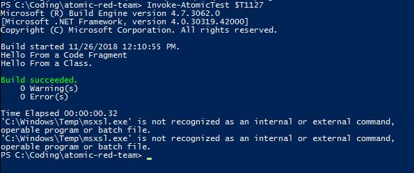 Powershell output from Invoke-AtomicTest